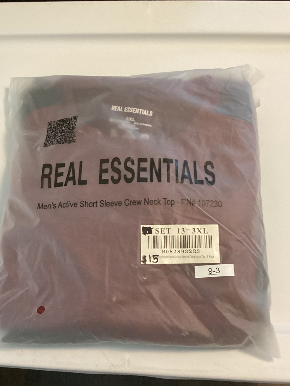5 Real Essentials Men's Short Sleeve Crew Neck Tees - Maroon and 4 other colors!